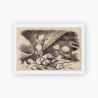 Postkort. Theodor Kittelsen, «Og så ble hun ør i toppen og fikk det i føttene, så hun tok til å renne og springe fra den ene øltønna og opp på den andre»  
